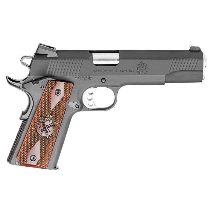 Springfield Armory PX9109LCA 1911 Loaded *CA Compliant 45 ACP 7+1, 5" Stainless Match Grade Barrel, Black Parkerized Serrated Carbon Steel Slide & Frame w/Beavertail, Crossed Cannon Cocobolo Grip
