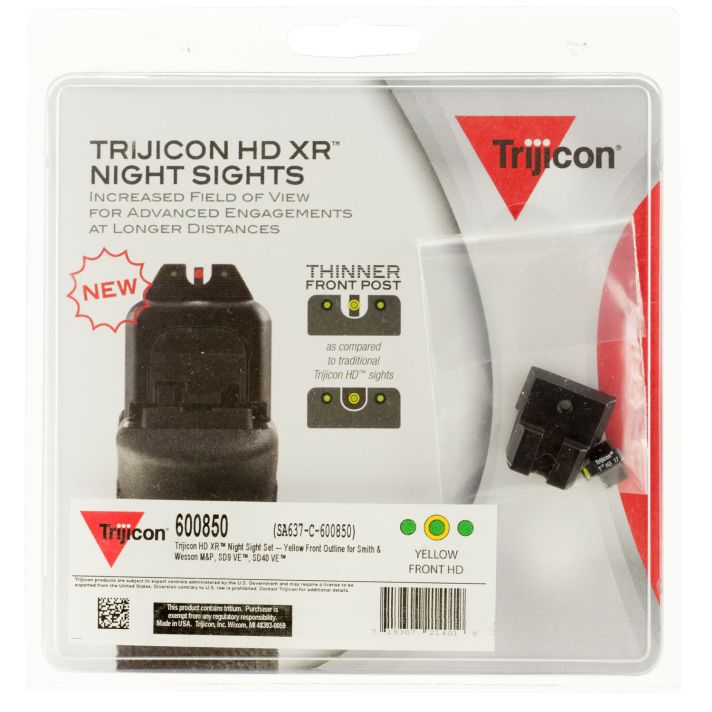 Trijicon 600850 HD XR Night SightsGreen/Tritium Yellow Outline Front Sight-Green Tritium Black Outline Rear Sight Smith & Wesson M&P/M&P M2.0/SD9 VE