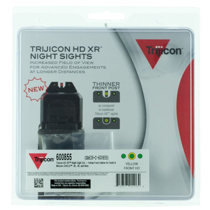 Trijicon 600855 HD XR Night SightsGreen/Tritium Yellow Outline Front Sight-Green Tritium Black Outline Rear Sight Smith & Wesson M&P Shield/M&P Shield Plus