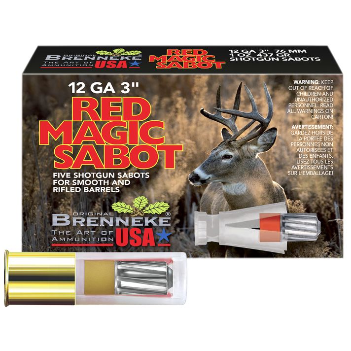Brenneke SL123RMS Red Magic12Gauge 3" 1oz Sabot Slug Shot 5 Per Box/50 Case