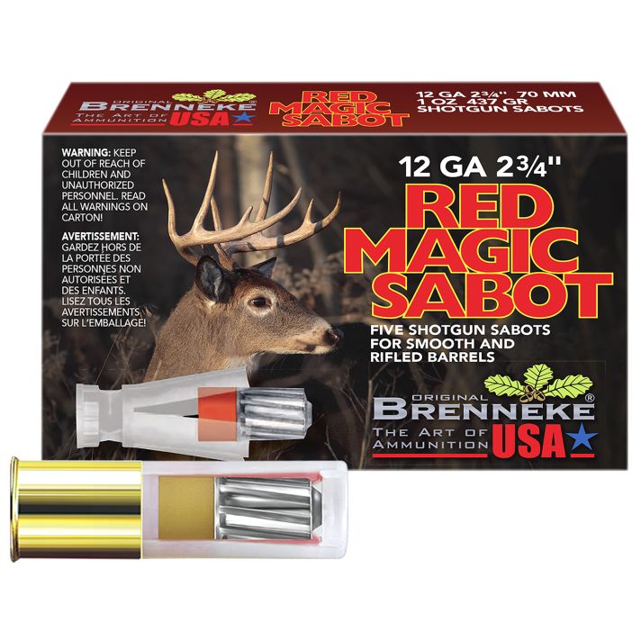Brenneke SL122RMS Red Magic12Gauge 2.75" 1oz Sabot Slug Shot 5 Per Box/50 Case