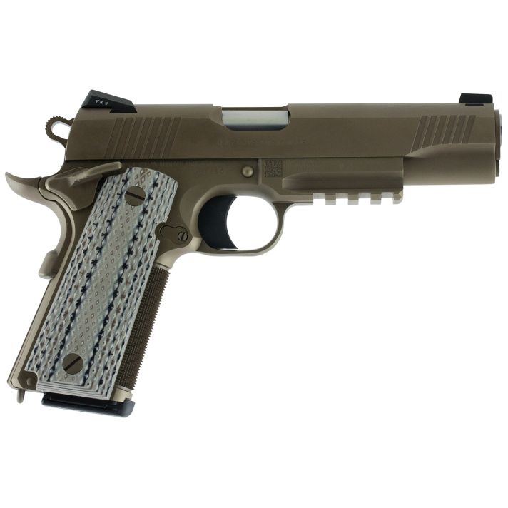 Colt Mfg O1070CQB Limited Edition Government 45 ACP 8+1, 5" Stainless National Match Barrel, Desert Sand Serrated Steel Slide & Frame w/Picatinny Rail, Scalloped Gray G10 Grip, Ambidextrous