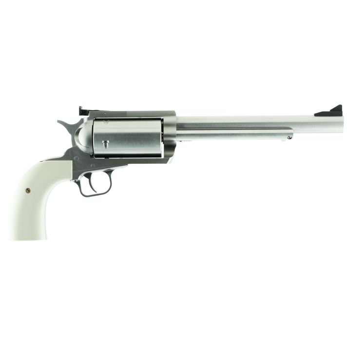 Magnum Research BFR45707B BFR Long Cylinder Extra Large Frame 45-70 Gov 5 Shot, 7.50" Brushed Stainless Steel Barrel, Cylinder & Frame, Bisley White Laminate Grip, Exposed Hammer
