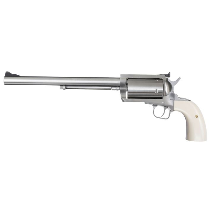 Magnum Research BFR500SW10B BFR Long Cylinder Extra Large Frame 500 S&W Mag 5 Shot, 10" Brushed Stainless Steel Barrel, Cylinder & Frame, Bisley White Laminate Grip, Exposed Hammer