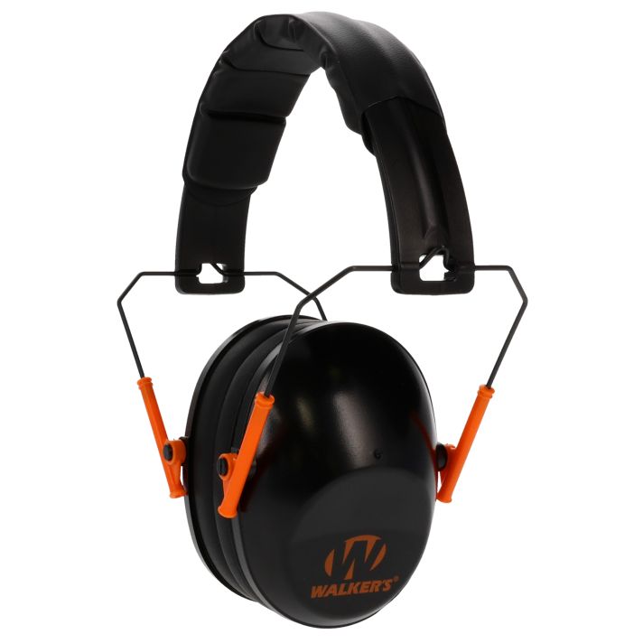 Walker's GWPFPM1BKO Pro Low Profile Passive Muff 22 dB Over the Head Black/Orange Accent Polymer