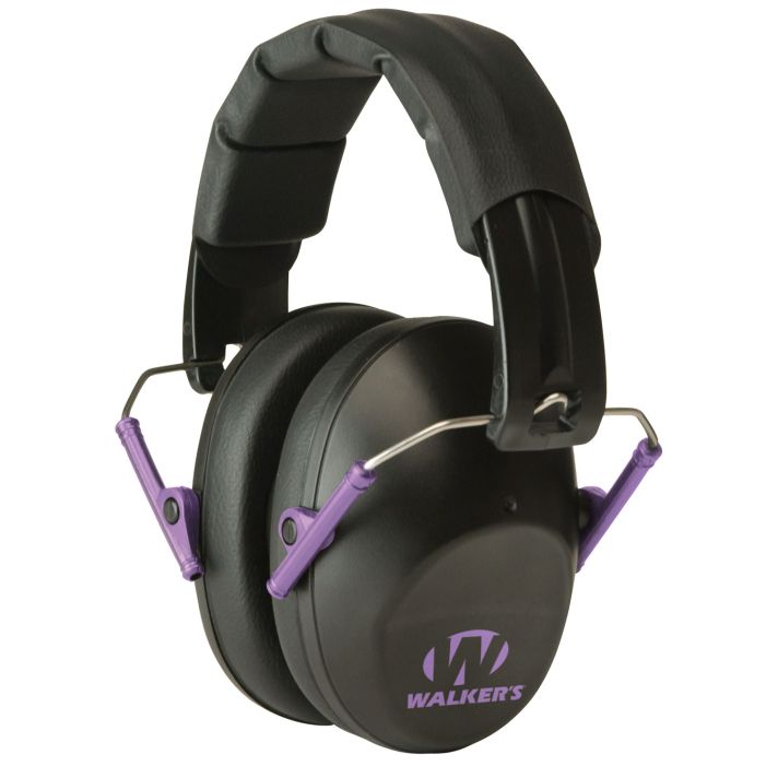 Walker's GWPFPM1BKPU Pro Low Profile Passive Muff 22 dB Over the Head Black/Purple Accent Polymer
