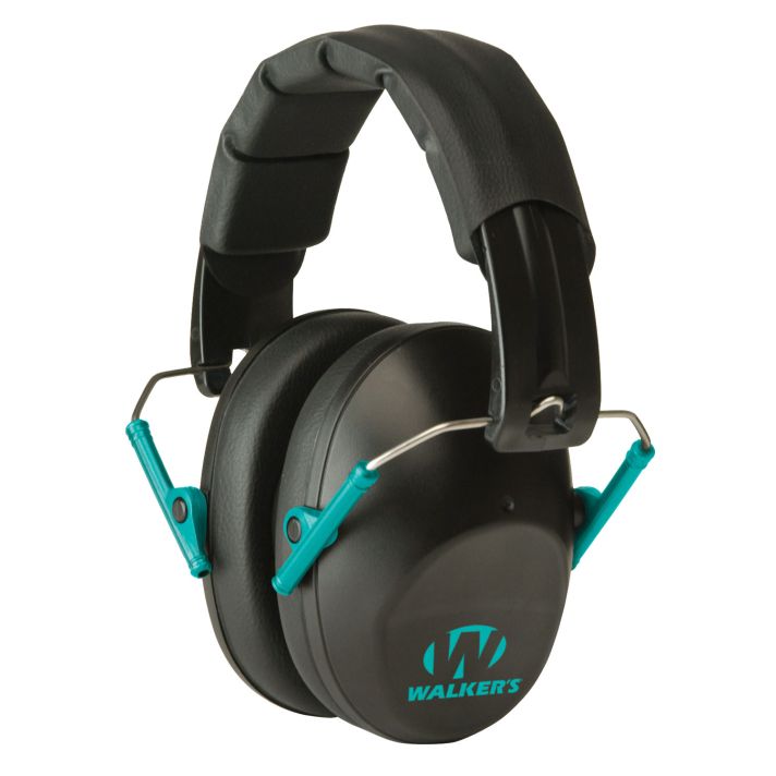 Walker's GWPFPM1BKTL Pro Low Profile Passive Muff 22 dB Over the Head Black/Teal Accent Polymer