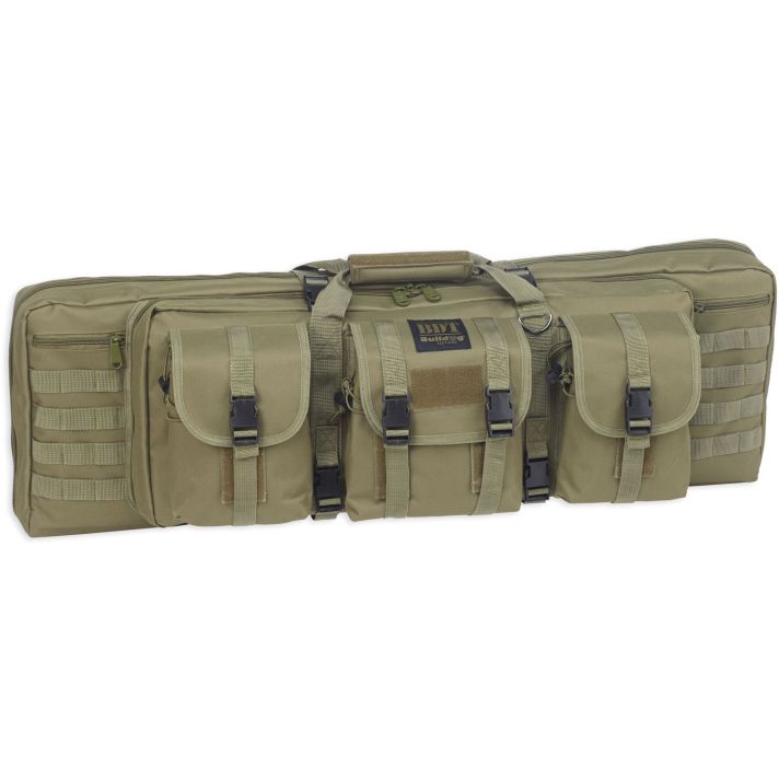 Bulldog BDT6043G BDT Tactical Double 43" Green Nylon, 3 Accessory Pockets, Deluxe Padded Backstraps Lockable Zippers, Padded Internal Divider