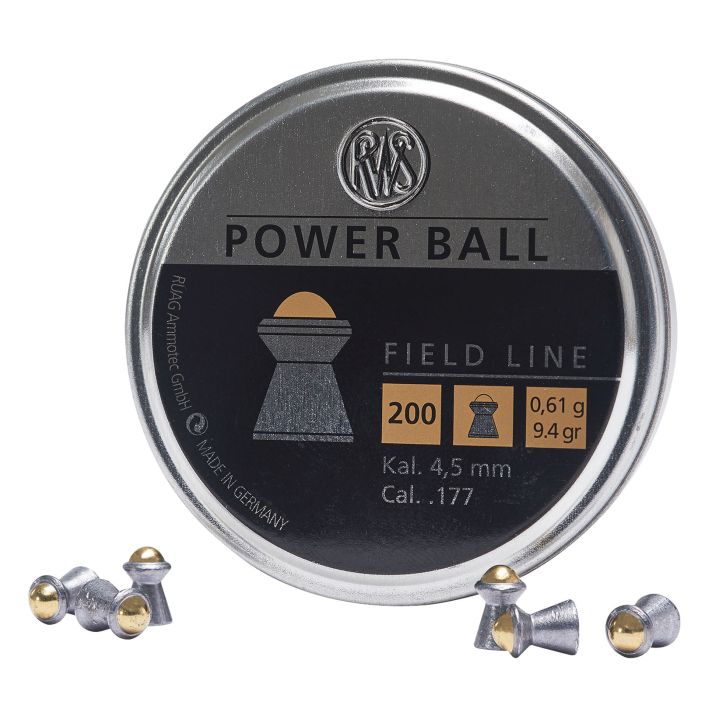RWS/Umarex 2317414 Power Ball Field Line 177 Steel Lead Domed Pellet/ 200 Per Tin