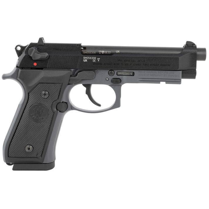 Beretta USA J90A192FSR59 92FSRFull Size Frame 22 LR 15+1 5.30" Black Steel Barrel, Black Bruniton Serrated Slide, Sniper Gray Aluminum Frame w/Beavertail & Picatinny Rail, Ambidextrous