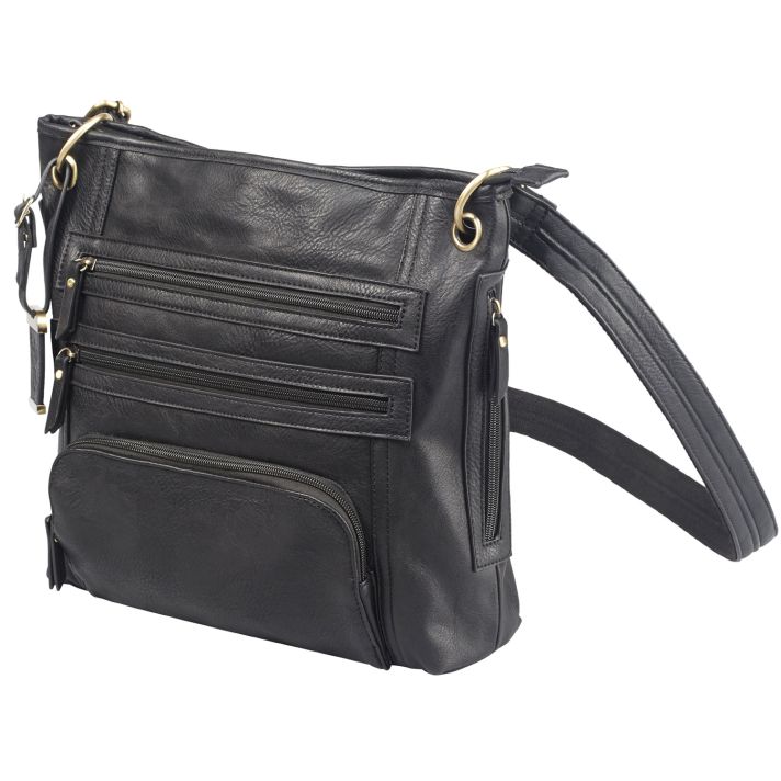 Bulldog BDP038 Cross Body Purse w/Holster Black Leather Most Sm Pistols & Revolvers Ambidextrous Hand