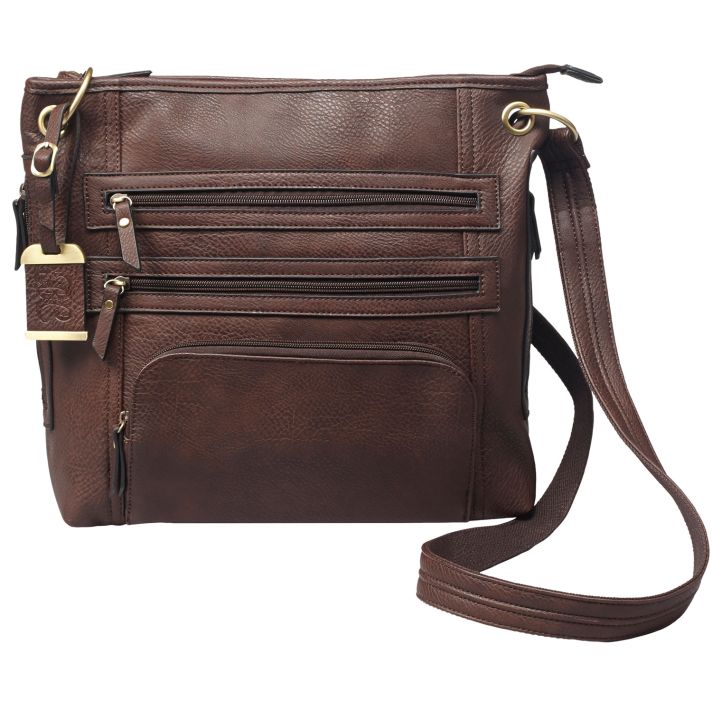 Bulldog BDP039 Cross Body Purse w/Holster Brown Leather Most Sm Pistols & Revolvers Ambidextrous Hand