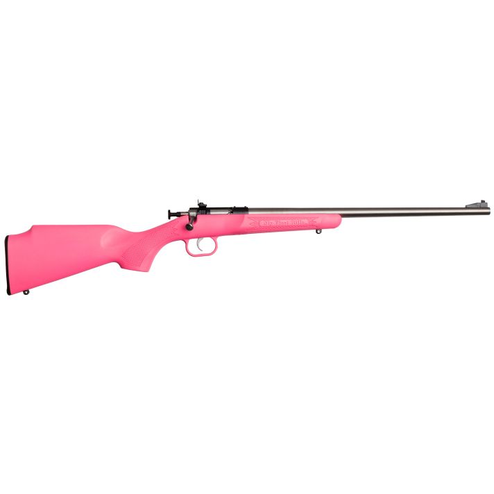 Crickett KSA2221 Youth22 LR 1rd 16.12" Stainless Single Shot Barrel, Blued Stainless Steel Receiver, Pink Fixed Synthetic Stock, Right Hand