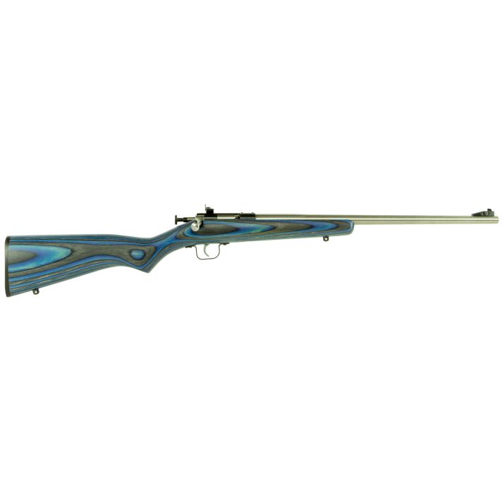 Crickett KSA2223 Youth22 LR 1rd 16.12" Stainless Steel Barrel, Fixed Front/Adjustable Rear Peep Sights, Blue Laminate Stock w/11.5" LOP, Rebounding Firing Pin Safety