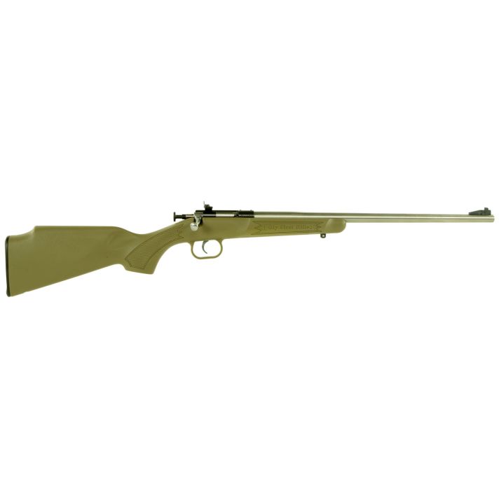 Crickett KSA2243 My First RifleYouth 22 LR 1rd 16.13" Stainless Steel Barrel, Blued Drilled & Tapped Receiver, Desert Tan w/Webbing Fixed Synthetic Stock, Right Hand