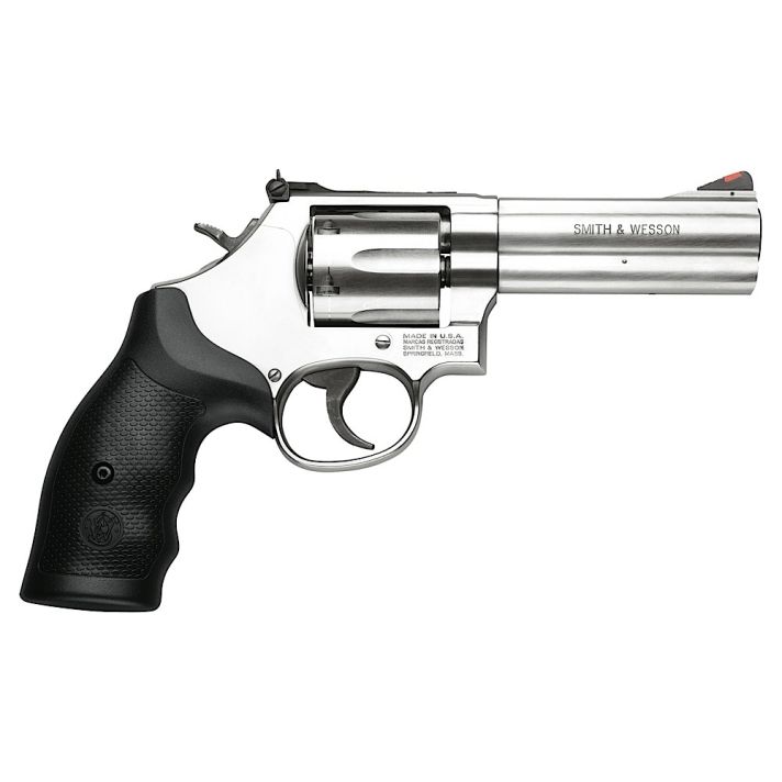 Smith & Wesson 164222 Model 686357 Mag or 38 S&W Spl +P Stainless Steel 4.12" Barrel, 6 Shot, Satin Stainless Steel L-Frame, Red Ramp Front/White Outline Rear Sights Internal Lock