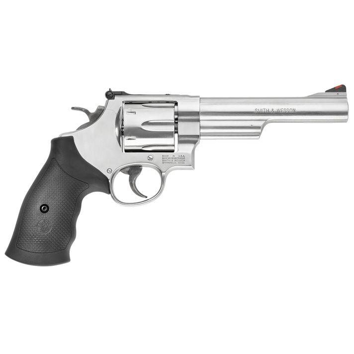 Smith & Wesson 163606 Model 62944 Rem Mag or 44 S&W Spl Stainless Steel 6" Barrel & 6rd Cylinder, Satin Stainless Steel N-Frame,Red Ramp Front/White Outline Rear Sights