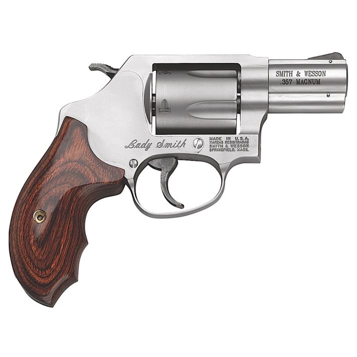 Smith & Wesson 162414 Model 60 Ladysmith *CA Compliant J-Frame 357 Mag/38 Special +P 5 Shot 2.12" Satin Stainless Steel Barrel, Satin Cylinder, Satin Stainless Steel Frame, Wood Grip, Exposed Hammer