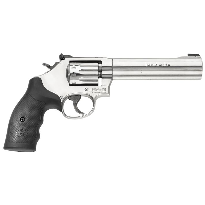 Smith & Wesson 160578 Model 617 *CA Compliant 22 LR Stainless Steel 6" Barrel & 10 Shot Cylinder, Satin Stainless Steel K-Frame, Black Polymer Grip,Internal Lock