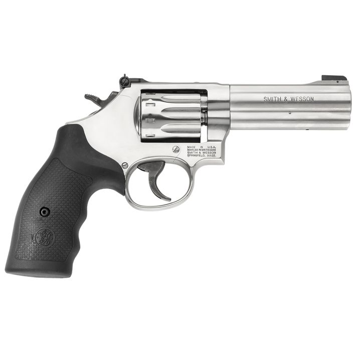 Smith & Wesson 160584 Model 61722 LRStainless Steel 4" Barrel & 10 Shot Cylinder, Satin Stainless Steel K-Frame, Black Polymer Grip,Internal Lock