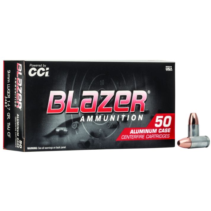 CCI 3462 Blazer Clean-Fire Handgun 9mmLuger 147gr Total Metal Jacket 50 Per Box/20 Case
