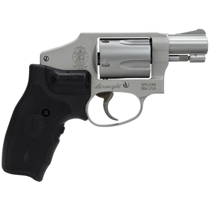 Smith & Wesson 163811 Model 642 Airweight 38 Special + P 5 Shot 1.88" Stainless Steel Barrel/Cylinder, Matte Silver Aluminum Alloy J-Frame, Includes Crimson Trace LG-305 Lasergrip