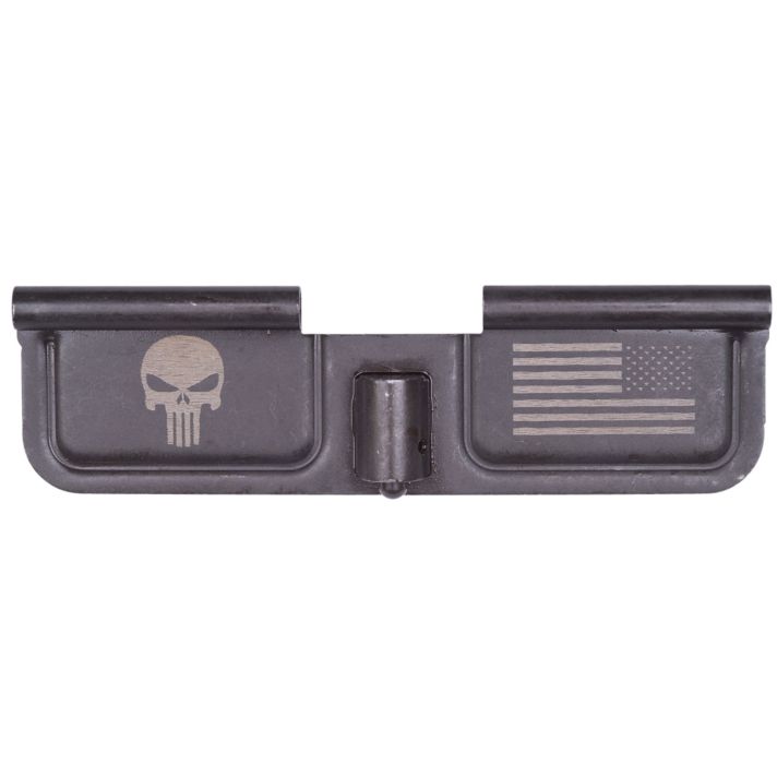 Spikes SED7005 Ejection Port Door Punisher and Flag AR-15 Black Phosphate Steel