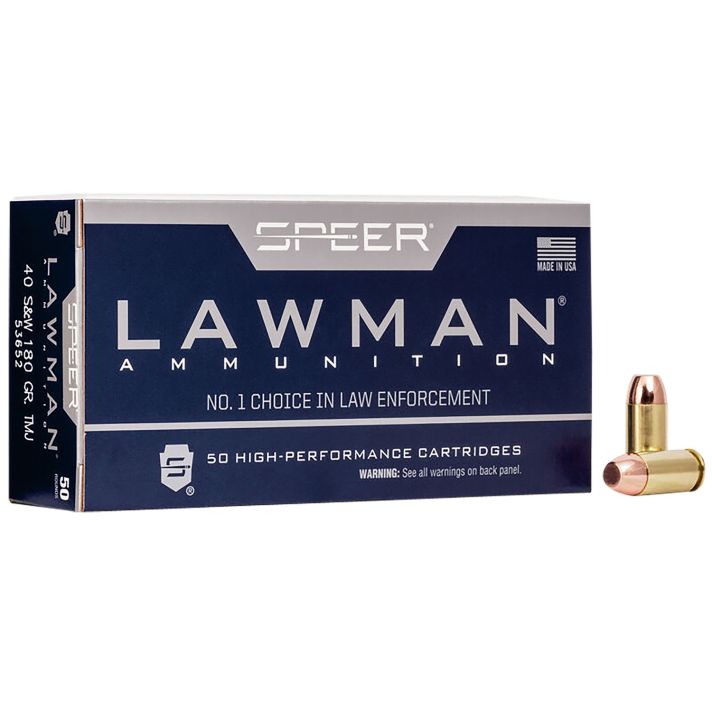 Speer 53652 Lawman40S&W 180gr Total Metal Jacket 50 Per Box/20 Case