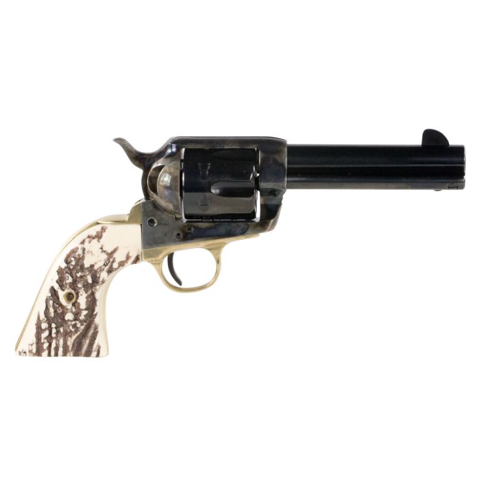 Taylors & Company 200064 1873 Cattle Brand 45 Colt (LC) Caliber with 4.75" Blued Finish Barrel, 6rd Capacity Blued Finish Cylinder, Color Case Hardened Finish Steel Frame & Imitation Stag Grip