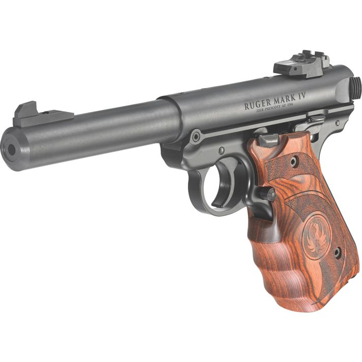 Ruger 40159 Mark IV Target 22 LR 10+1 5.50" Stainless Bull Barrel, Blued Steel Drilled & Tapped Receiver, Target Laminate w/Finger Groove Grip, Right Hand