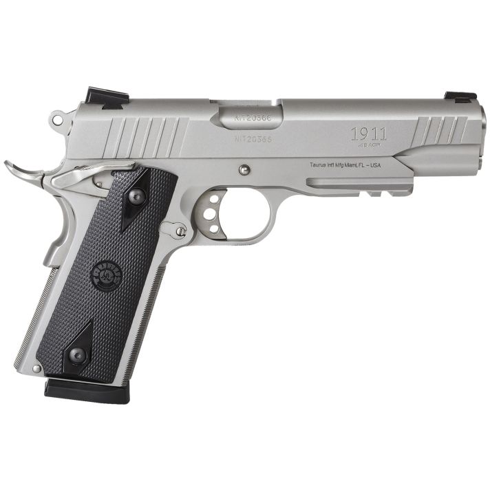 Taurus 1191109SS1 191145 ACP 8+1 5" Barrel, Overall Matte Stainless Steel Finish, Picatinny Rail/Beavertail Frame, Serrated Slide & Checkered Polymer Grip Includes 2 Mags