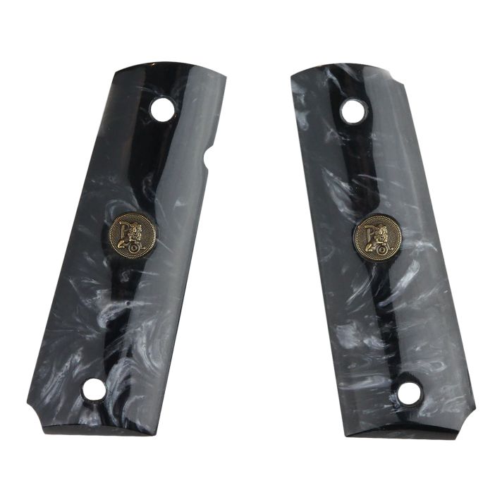 Pachmayr 62000 Custom Grip Black Simulated Pearl Panels for 1911 with Ambidextrous Safety