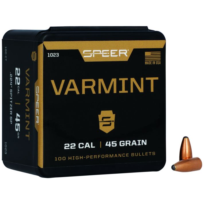Speer 1023 Varmint22Cal 45gr Jacketed Soft Point 100 Per Box/5 Case