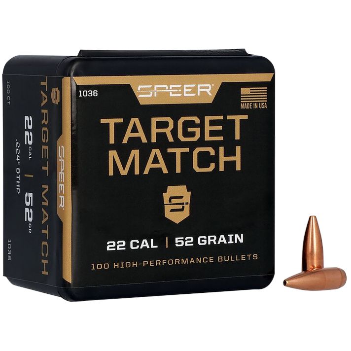 Speer 1036 Rifle Plinking Target Match .224 52 gr Hollow Point Boat Tail