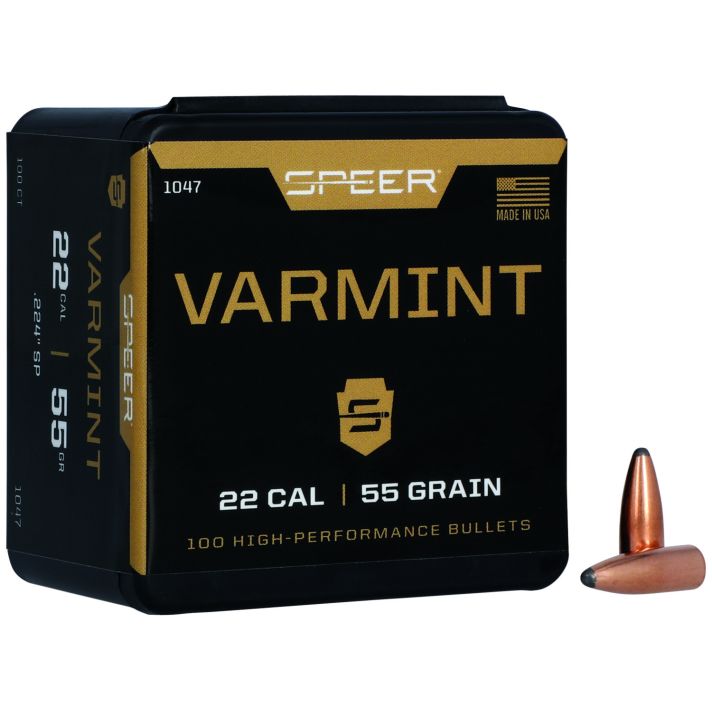 Speer 1047 Varmint22Cal 55gr Jacketed Soft Point 100 Per Box/5 Case
