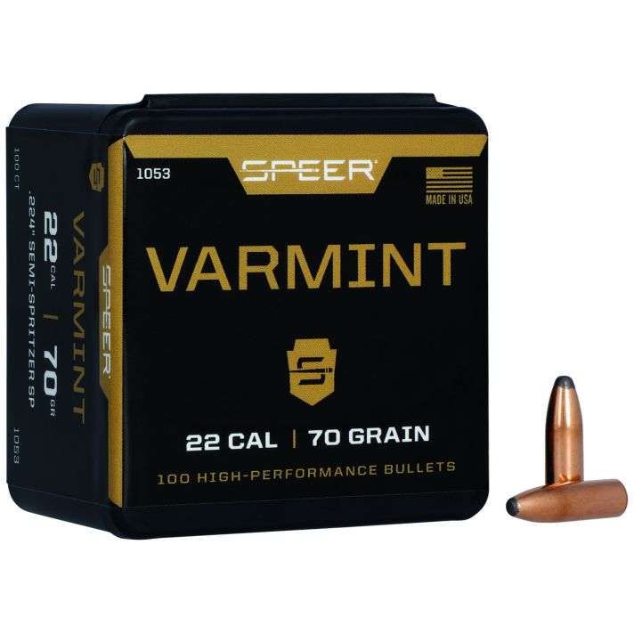 Speer 1053 Varmint22Cal 70gr Jacketed Soft Point 100 Per Box/5 Case