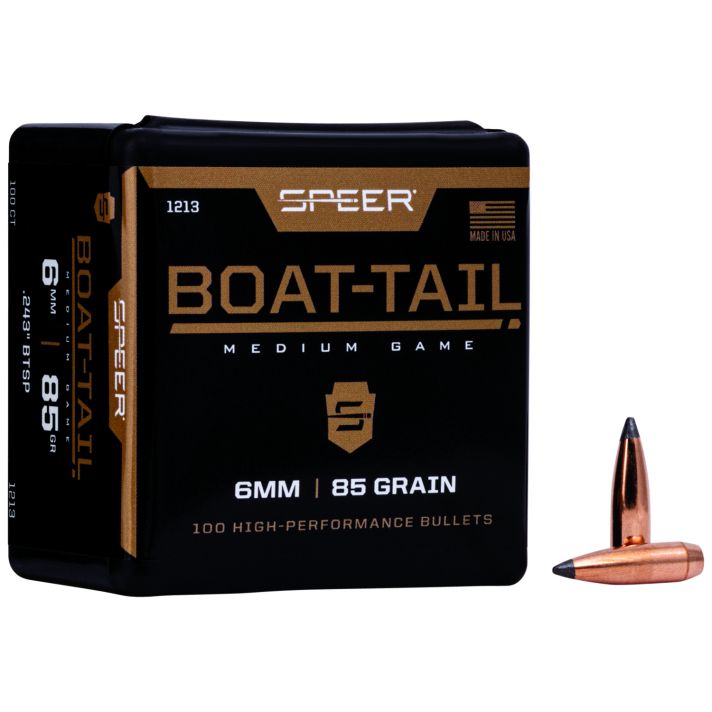 Speer 1213 Boat-Tail6mm 85gr Jacketed Soft Point Boat Tail 100 Per Box/5 Case