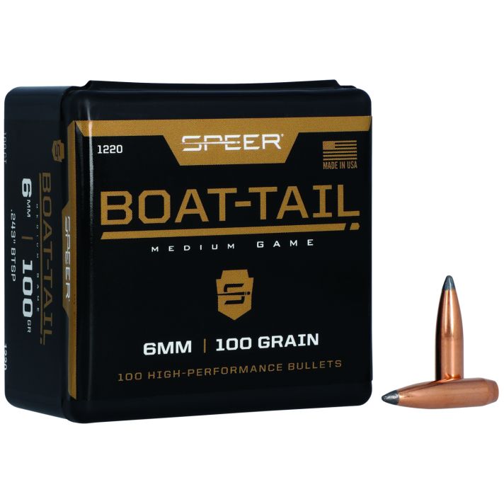 Speer 1220 Boat-Tail6mm 100gr Jacketed Soft Point Boat Tail 100 Per Box/5 Case