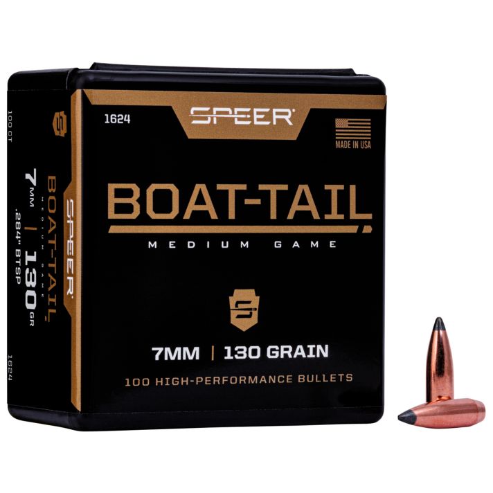 Speer 1624 Boat-Tail7mm 130gr Jacketed Soft Point Boat Tail 100 Per Box/5 Case