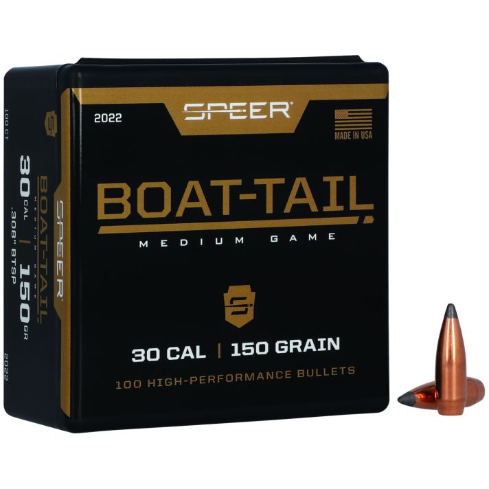 Speer 2022 Boat-Tail30Cal 150gr Jacketed Soft Point Boat Tail 100 Per Box/5 Case