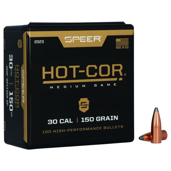 Speer 2023 Hot-Cor30Cal 150gr Spitzer Soft Point 100 Per Box/5 Case