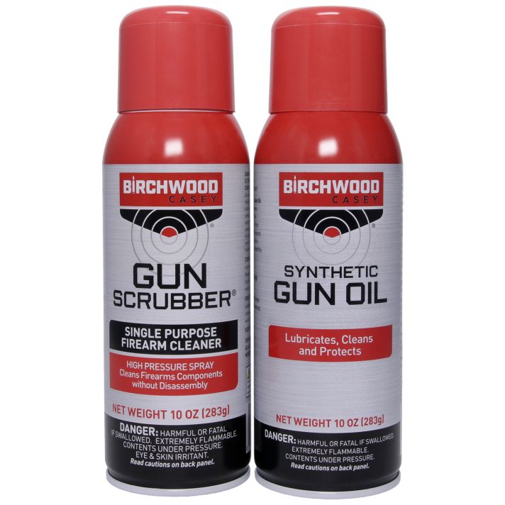 Birchwood Casey 33302 Gun Scrubber & Synthetic Gun Oil Combo Pack 10 oz. Aerosol Can 2 Pack