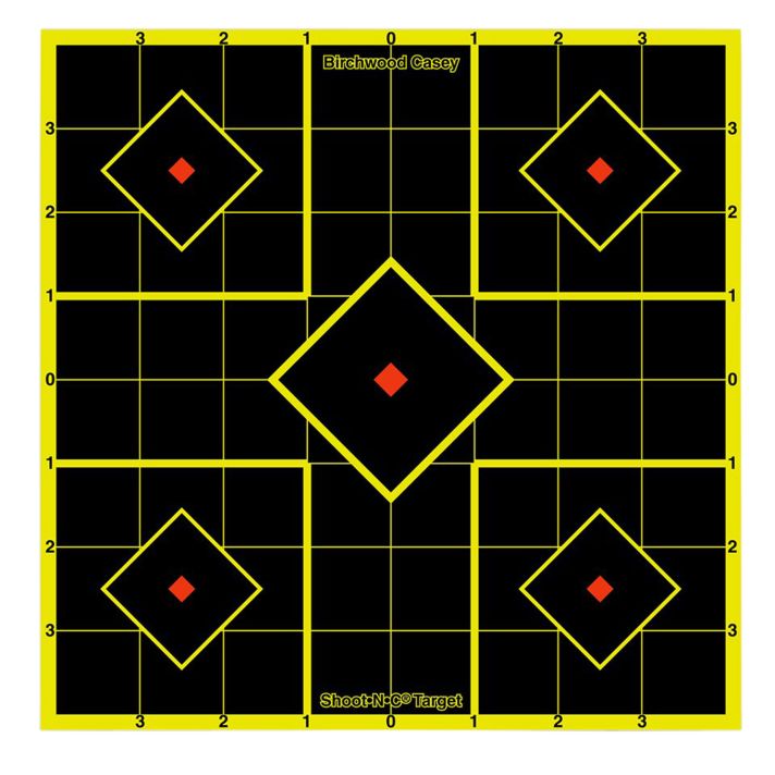 Birchwood Casey 34112 Shoot-N-C Reactive Target Self-Adhesive Paper Multi Color 8" 5-Diamond 15 Pack