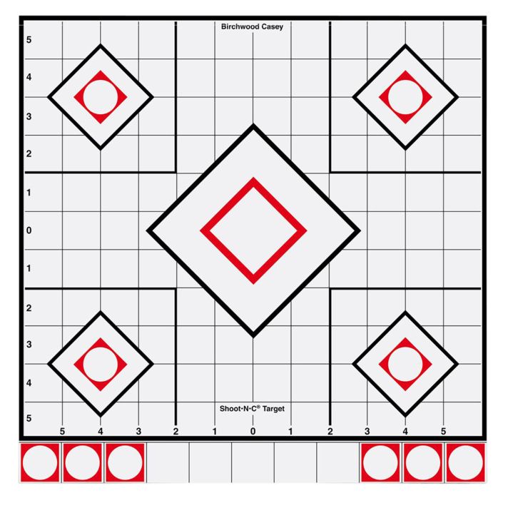 Birchwood Casey 34219 Shoot-N-C Reactive Target Self-Adhesive Paper White/Red 12" 5-Diamond 5 Pack