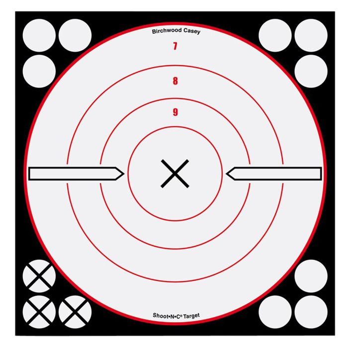 Birchwood Casey 34802 Shoot-N-C Reactive Target Self-Adhesive Paper Black/Red/White 8" Bullseye 6 Pack