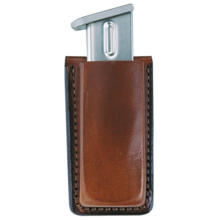 Bianchi 10734 Open Top Mag PouchSingle Tan Leather Belt Clip Compatible w/ 9mm/10mm/40/45 Belts 1.75" Wide