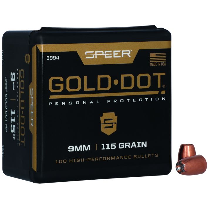 Speer 3994 Gold Dot Personal Protection 9mm 115gr Hollow Point 100 Per Box/5 Case
