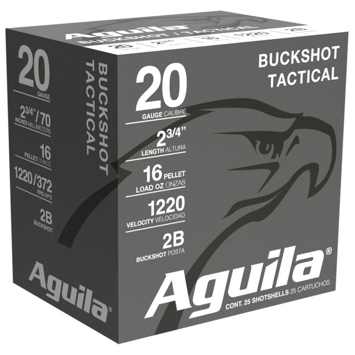 Aguila 1C2002BA Buckshot High Velocity 20Gauge 2.75" 1oz 2Buck Shot 25 Per Box/10 Case