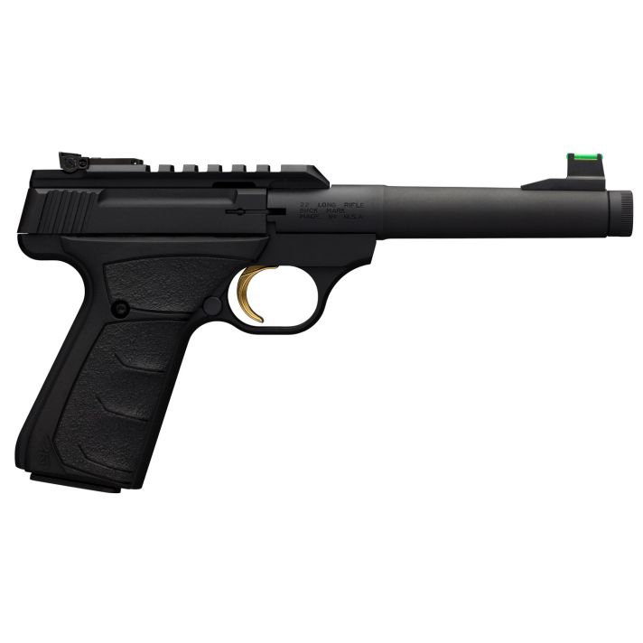 Browning 051534490 Buck Mark Plus Camper SR 22 LR 10+1 6" Steel Threaded Barrel, Matte Black Optic Ready/Serrated Steel Slide & Aluminum Frame, Black Ultragrip FX Grips