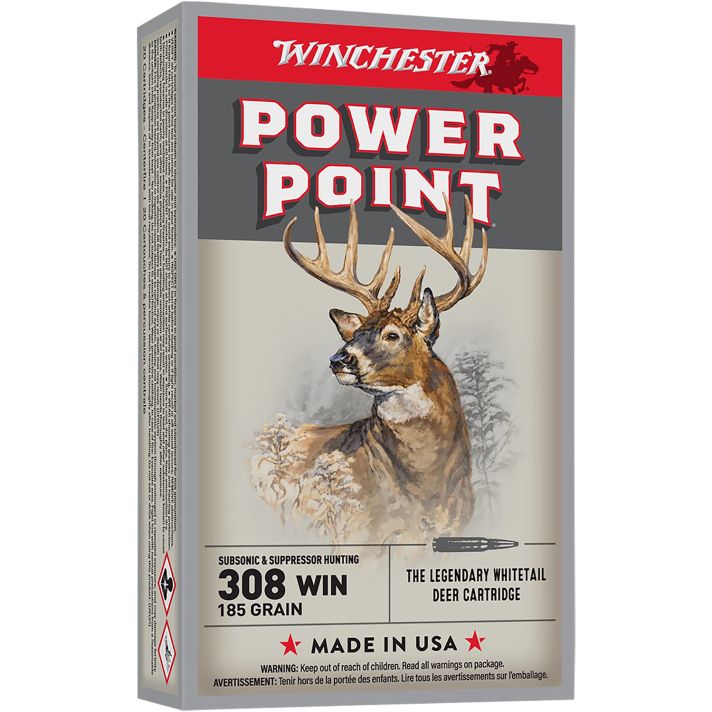 Winchester Ammo X308SUBX Power-Point308Win 185gr 20 Per Box/10 Case